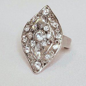Adjustable Silver Ring with Crystals - (Gift with a $ 50+ purchase)